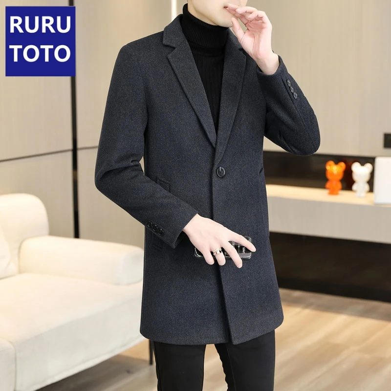 毛呢大衣男士中长款羊绒呢风衣秋冬季高端男士休闲商务呢子外套