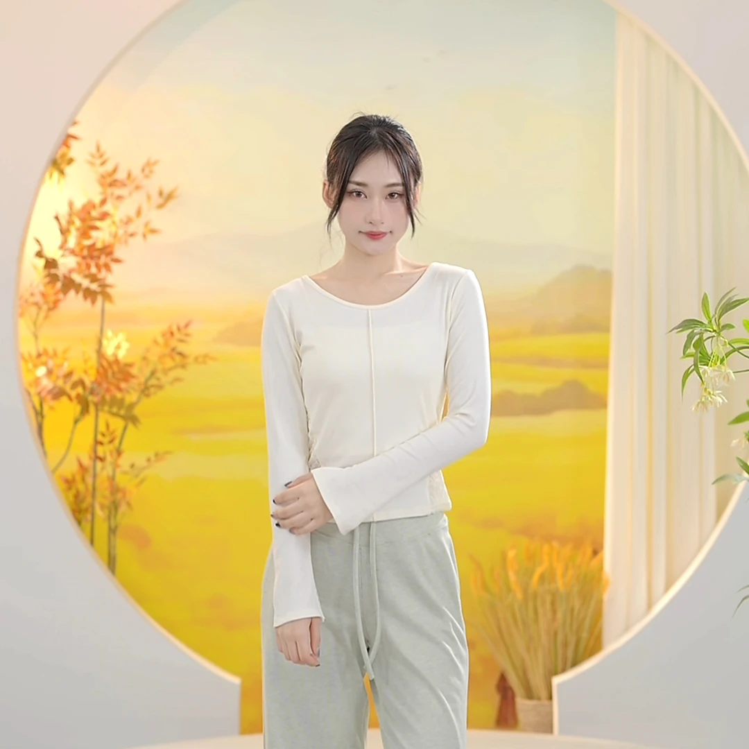 3480 D舞蹈练功服现代舞后背拼接蕾丝镂空上衣成人女显瘦形体新款