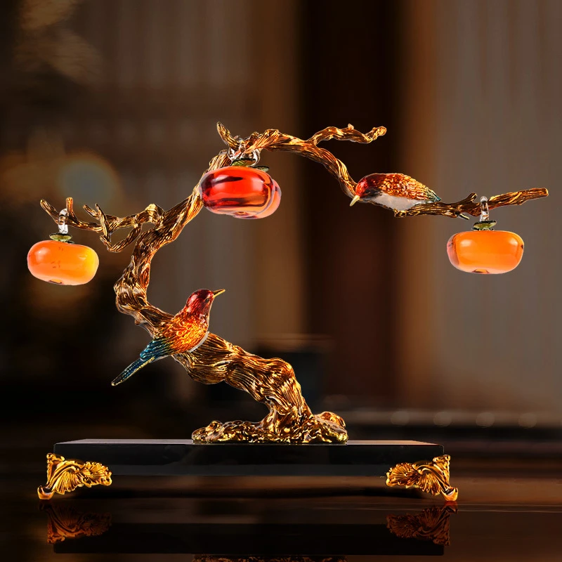 柿柿如意摆件事事如意柿子摆件家居客厅玄关酒柜电视柜乔迁装饰品