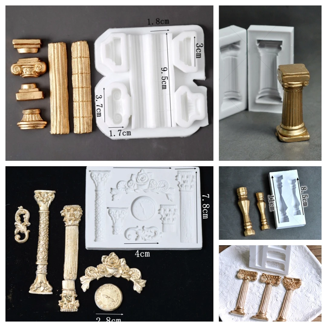 欧式罗马柱翻糖硅胶模具巴洛克风建筑主题模具干佩斯模具
