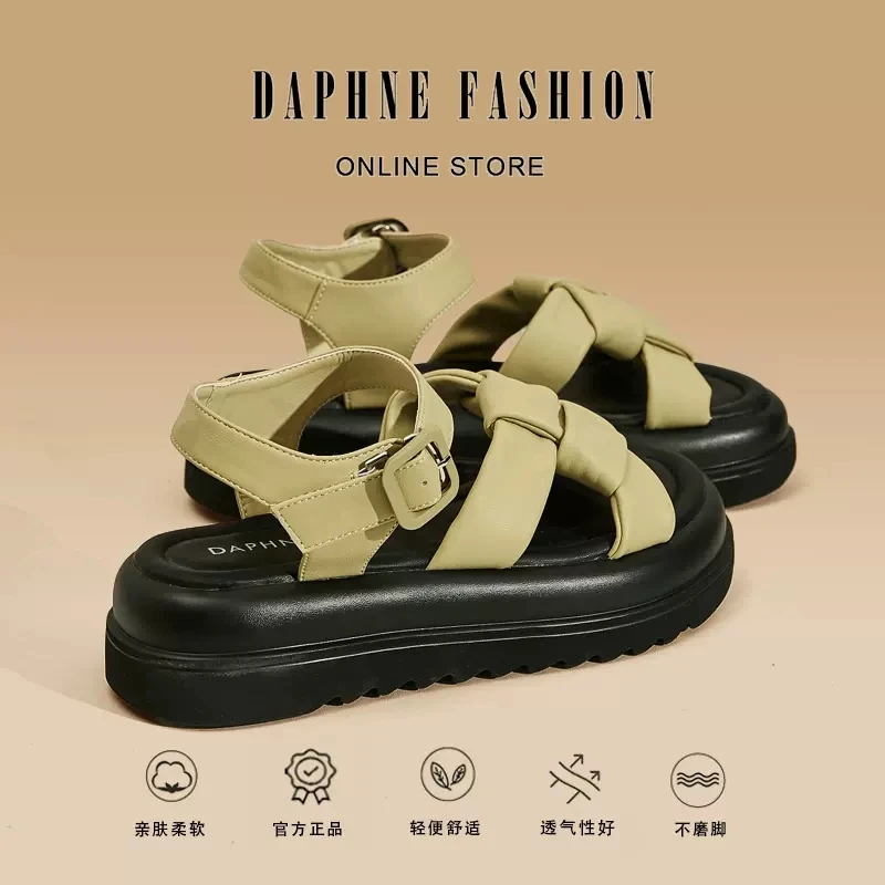 达芙妮踩屎感凉鞋女款夏季外穿2025年新款网红厚底罗马配裙子鞋子