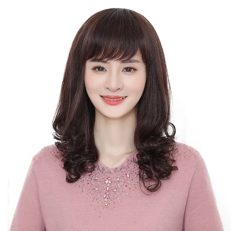 假发女真发轻薄长卷发柔软大波浪蓬松时尚妈妈款遮白发佩戴假发套