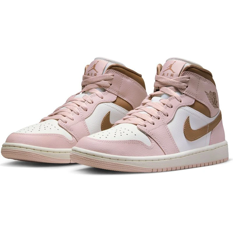 NIKE/耐克男女鞋 AJ 1中帮 白粉棕 经典休闲篮球板鞋BQ6472-620