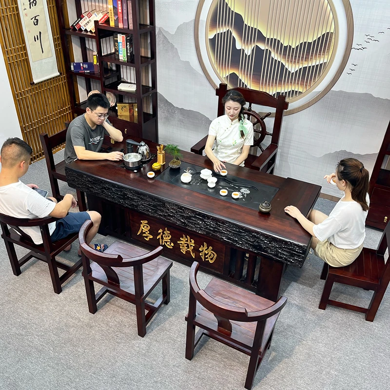 老船木茶桌椅组合实木泡茶家用茶几桌功夫茶台茶艺办公会原木茶几