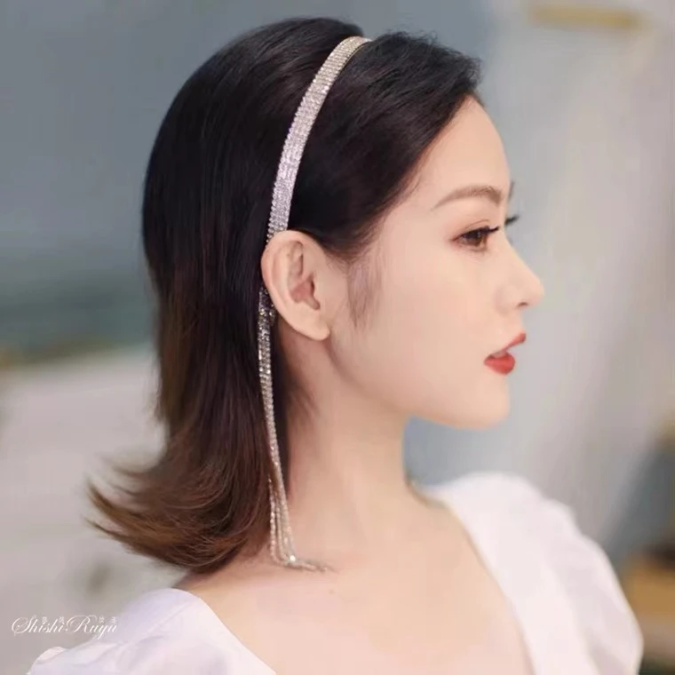 合金发饰 爪链发箍拍照气质网红头箍个性仙气发带耳环流苏闪发箍