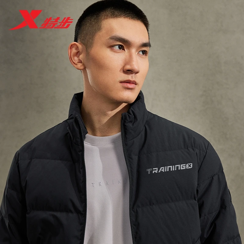 特步三防|立领羽绒服男2023冬季新款防风保暖男外套