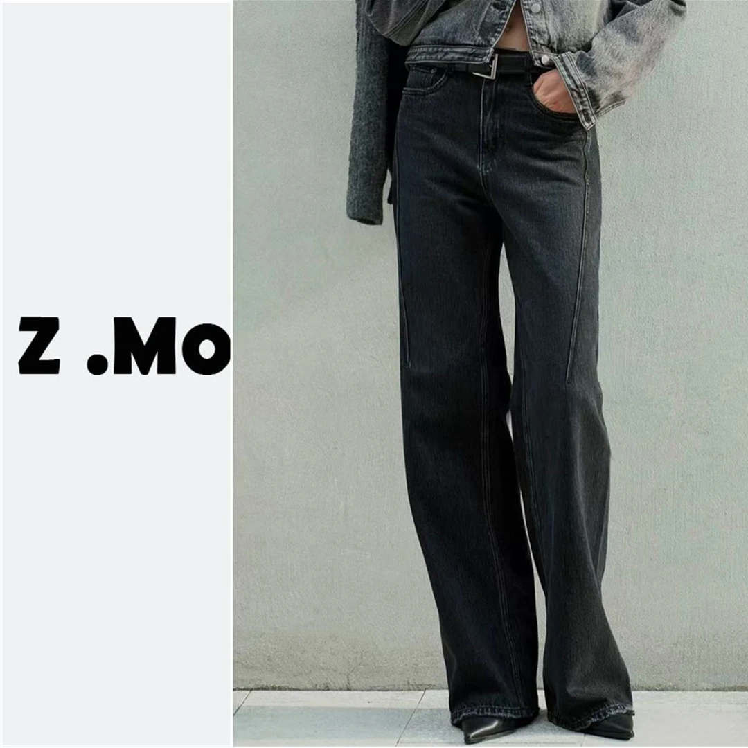 【MC&加绒黑牛】分割线显瘦~加绒黑色高腰牛仔裤