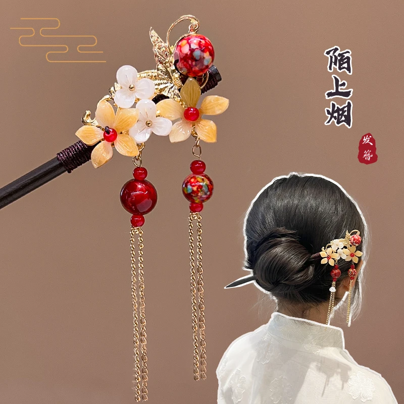 儿童发簪古风发饰女童木质簪子古装发卡宝宝汉服盘发头饰气质发钗