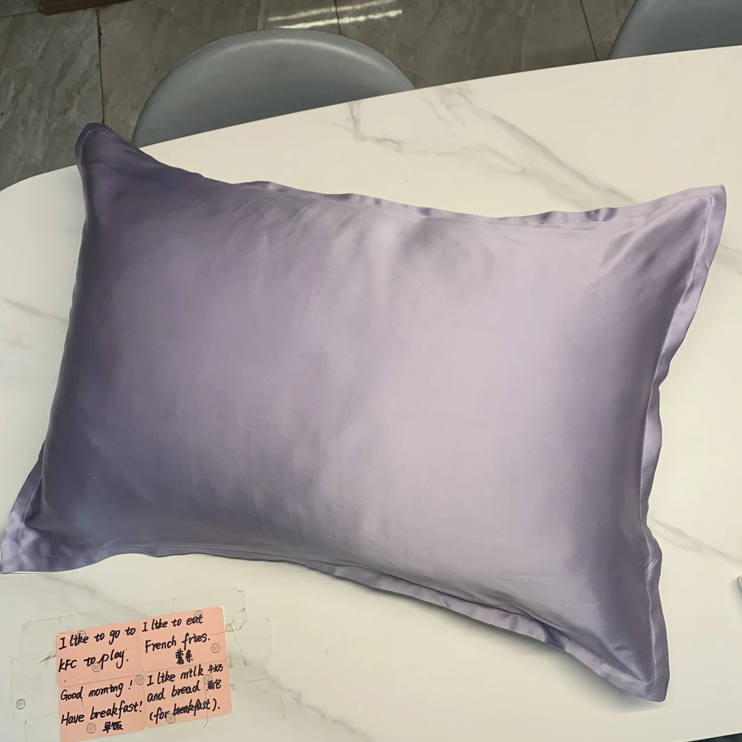 「单面」桑蚕丝真丝枕套成人丝滑防螨绸缎纯色单人枕冰凉枕头套凉爽