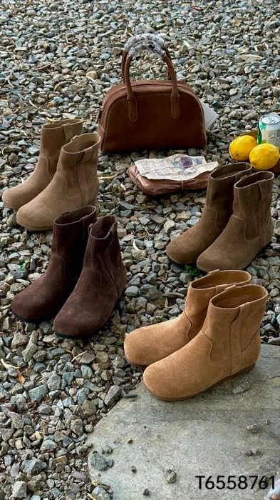 短靴女2024新款春秋单靴复古勃肯鞋一脚蹬大头丑萌面包鞋平底