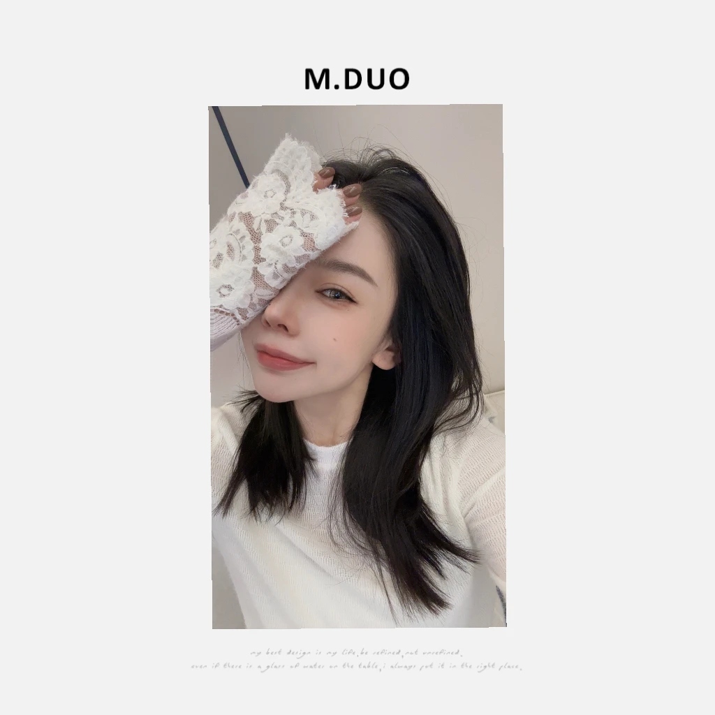 M.DUO 秋冬时尚蕾丝花边拼接T恤爆款上衣2164