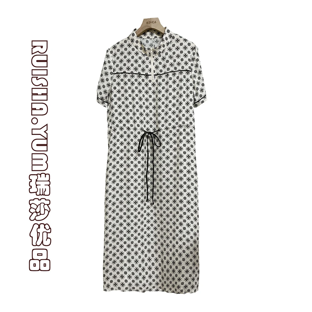 春夏气质文艺时尚冠乐绉新款桑蚕丝连衣裙 SL2520