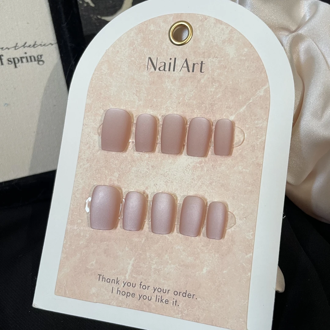 纯情磨砂猫眼穿戴甲裸色伪素颜百搭时尚轻奢温柔显白美甲101