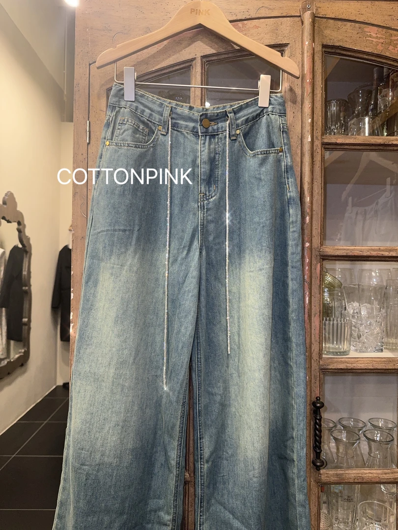 COTTONPINK女装复古百搭潮流时尚宽松牛仔裤