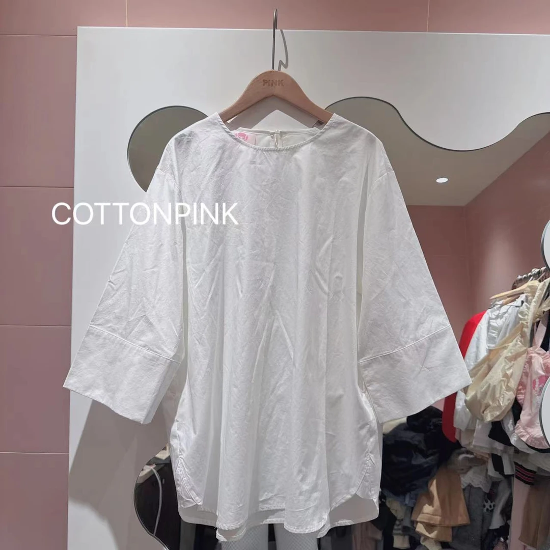 COTTONPINK设计师圆领可爱衬衣时尚百搭宽松上衣