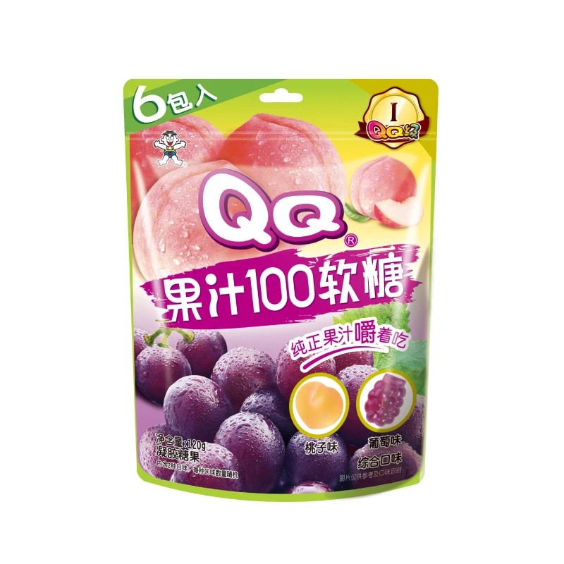 旺旺桃子+葡萄果汁100软糖 120g