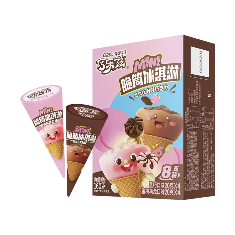 伊利巧乐兹黑巧+蜜桃乌龙口味迷你脆筒 20g*8