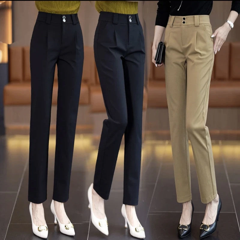 2024春夏季新款九分裤女士休闲裤西装裤烟管裤直筒裤高腰爆款裤子