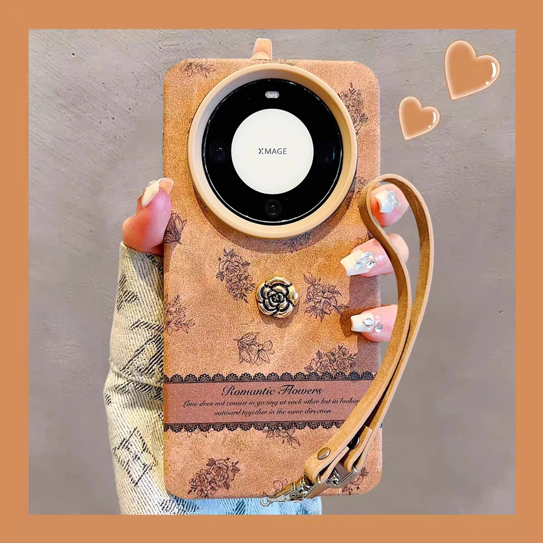 适用华为mate60pro手机壳立体山茶花pura70Ultra保护套pura70挂绳