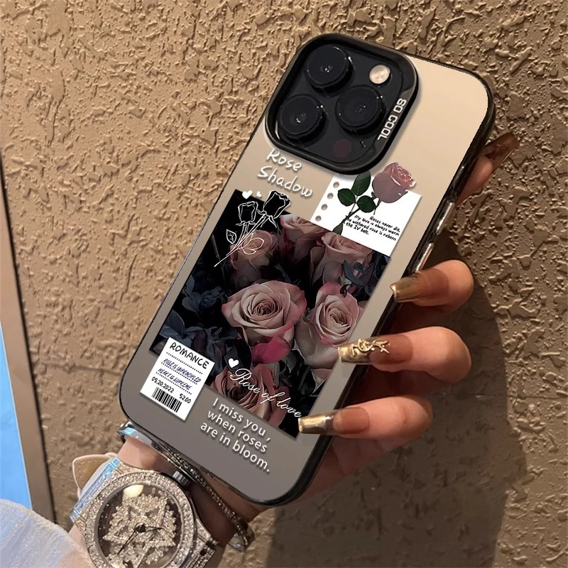 适用苹果17promax手机壳浪漫玫瑰16pro保护壳复古欧美风高级感17p