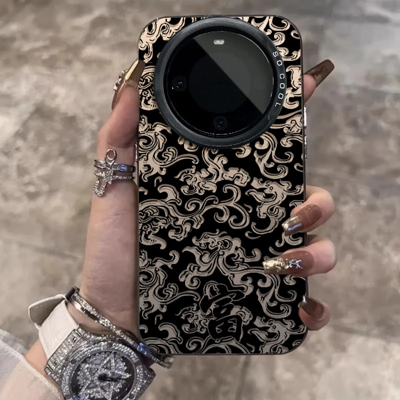 适用华为mate60pro手机壳龙纹富字Pura70p保护套mate50壳个性简约