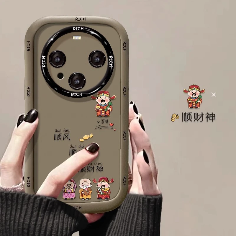 顺风顺水顺财神适用华为mate80pro手机壳卡通mate70pro个性保护套