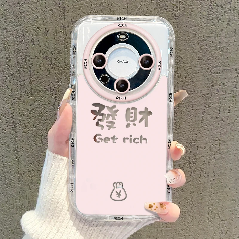 适用华为mate60pro手机壳發财暴富Pura70pro保护套mate50奶油壳70