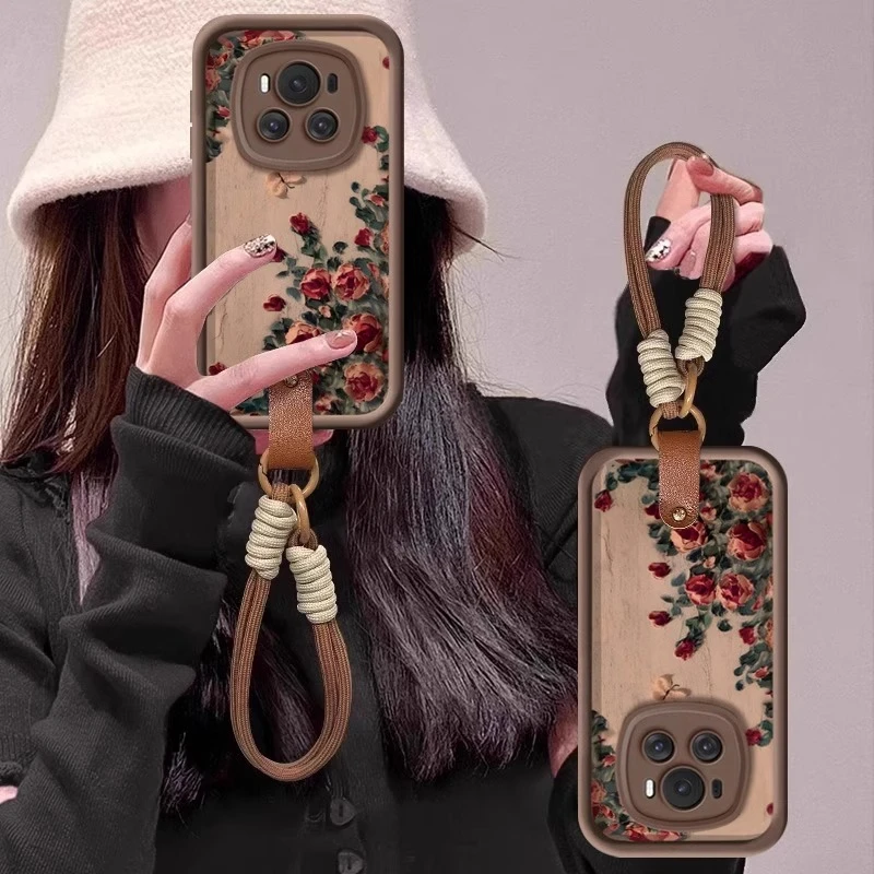 油画玫瑰适用荣耀magic7pro手机壳新年款magic6pro保护壳带挂绳