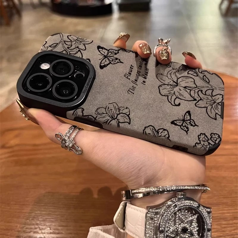 适用苹果17promax手机壳复古蝴蝶iPhone16pro保护套17pro防摔可爱