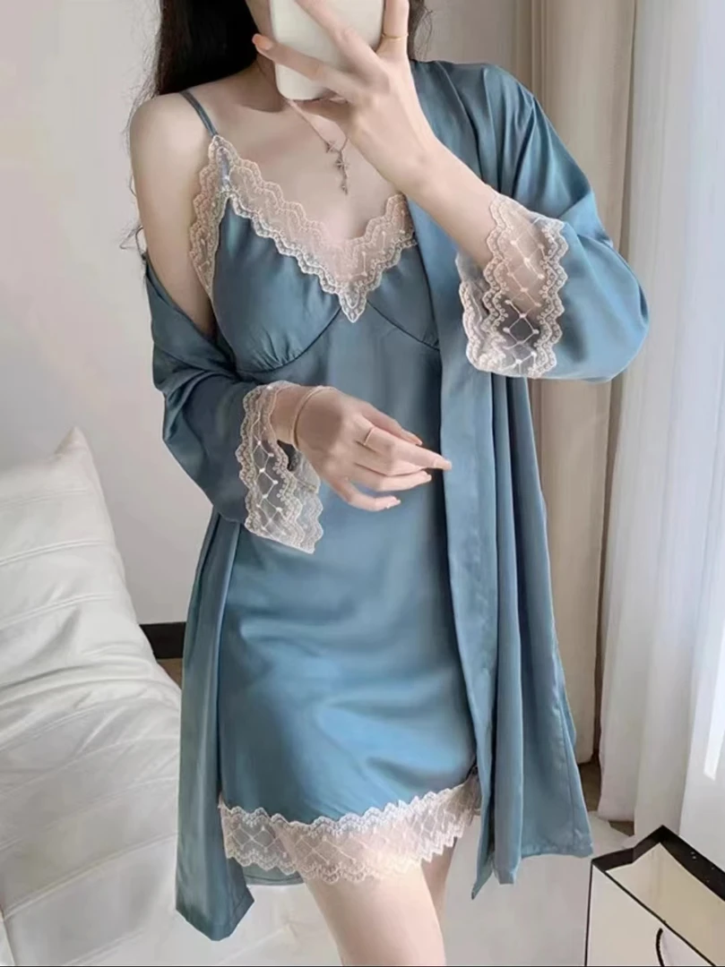 【优雅气质】简约风蕾丝性感睡衣家居服