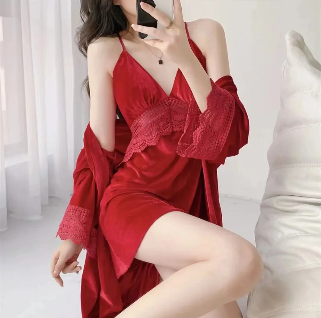 【比翼双飞】秋冬轻奢丝绒吊带性感睡衣美背家居服