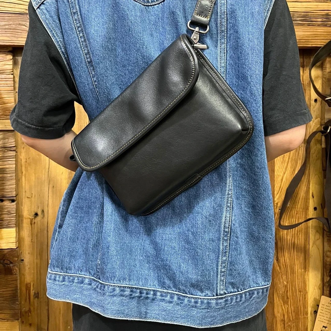 植鞣头层牛皮虎头包单肩斜挎包真皮男包手机包手拿包一包多用百搭