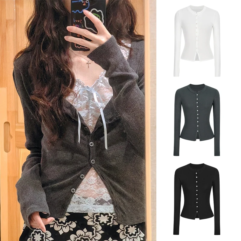 Moses Queen/魔西女王大U领甜辣短款针织开衫小个子薄款气质上衣