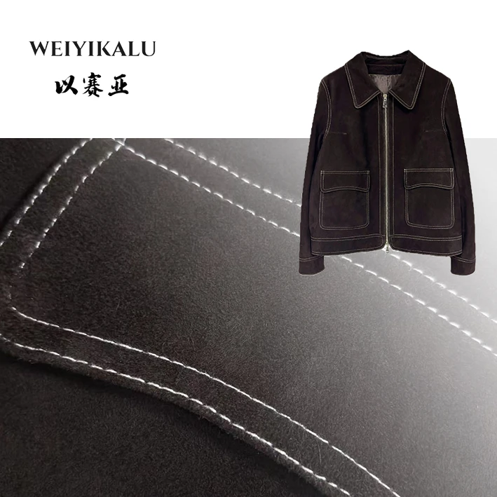 以赛亚 半岛列车 25年YY新款春秋复古老钱风反绒面真皮皮衣8829