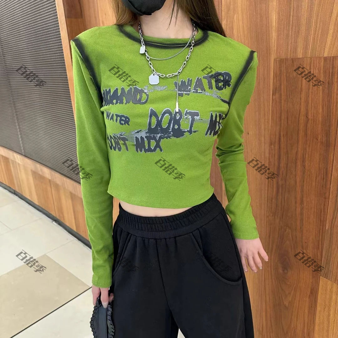 工厂店-秋冬款垫肩加厚显瘦短款时尚百搭修身不规则长袖辣妹欧美