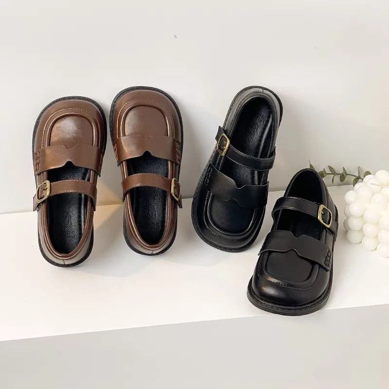 【瑞卡希】春秋女童鞋子皮鞋时尚新款英伦风儿童演出黑色单鞋休闲