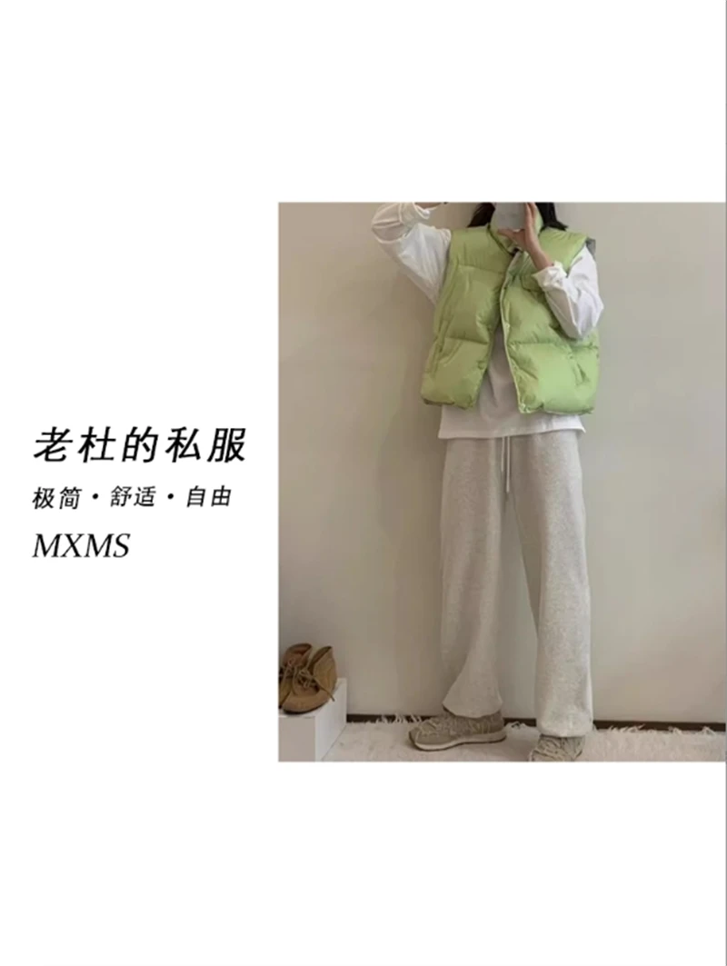 （美熙美树）4DW92-韩版时尚ins纯色腰头绳运动休闲加绒卫裤