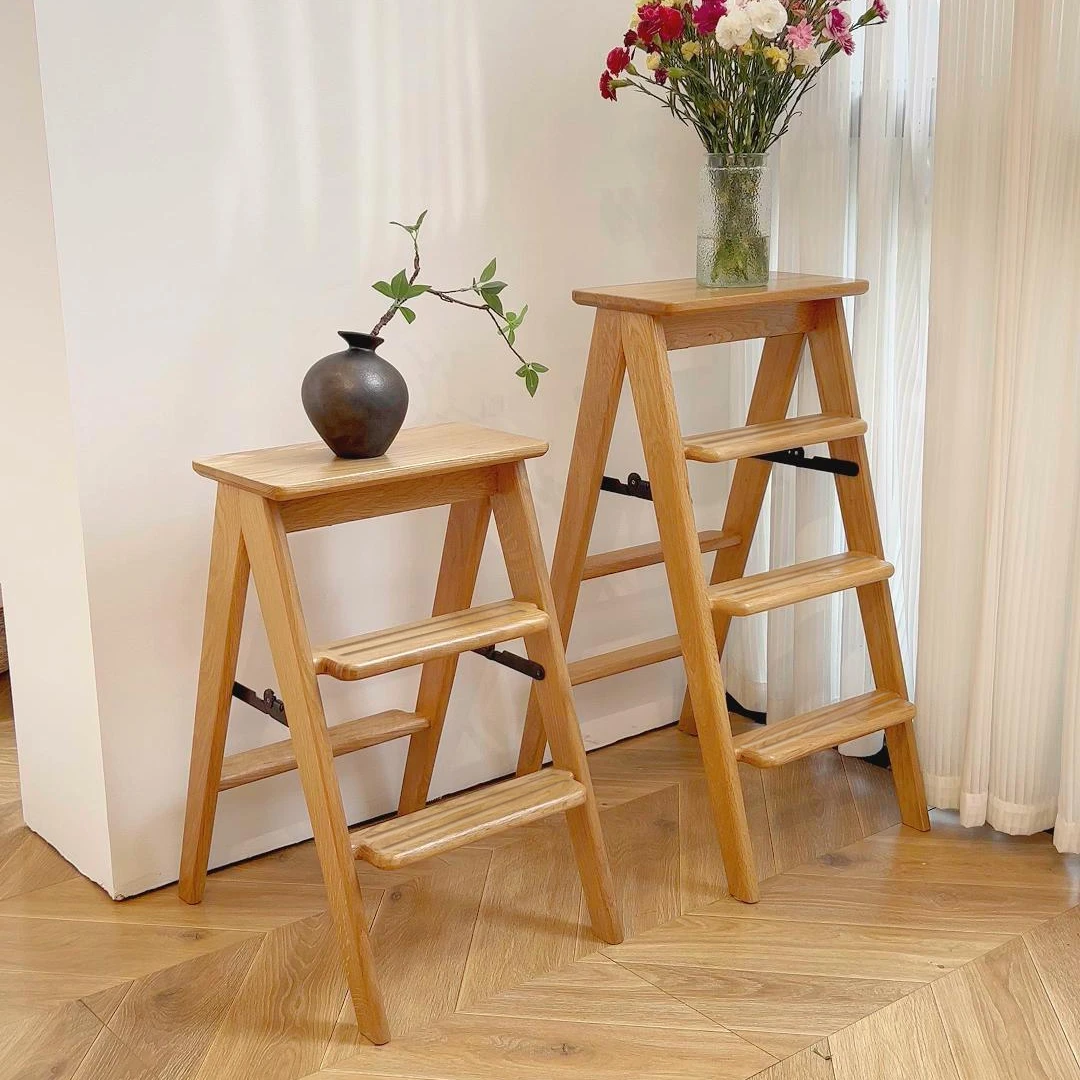 梯凳全实木白橡木北欧原木风小户型沙发凳置物阳台家用木质两用