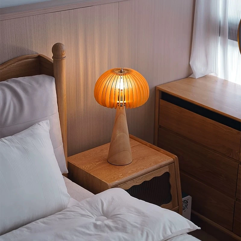 蒲公英台灯床头柜台灯北欧原木风客厅卧室茶几边几创意