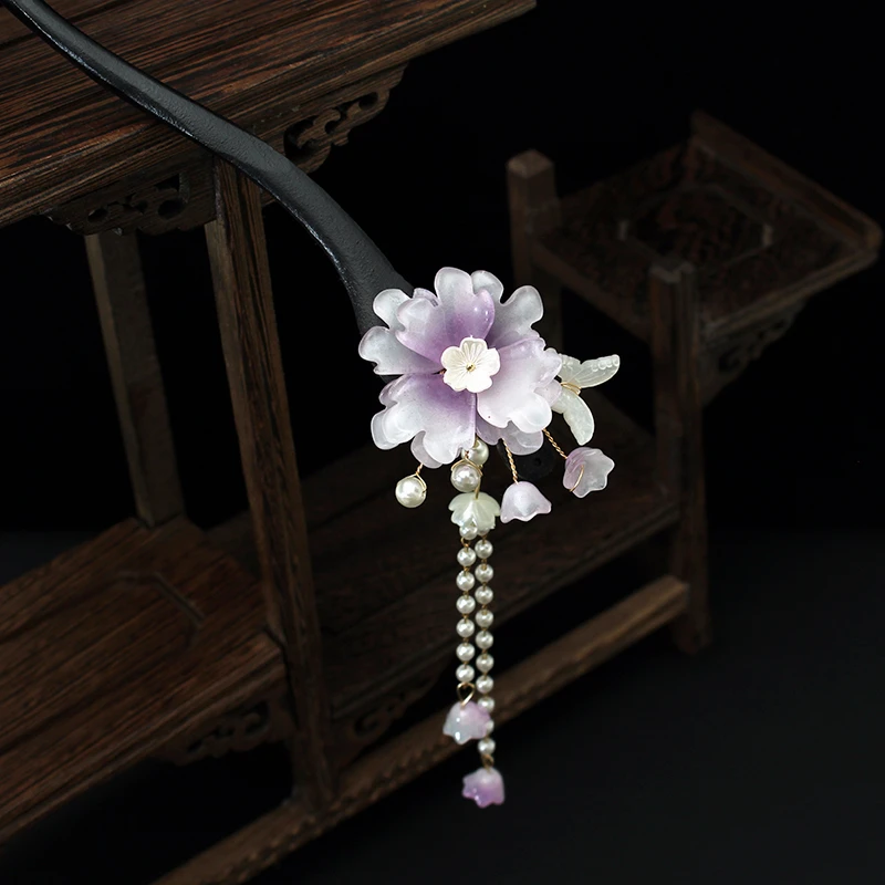 木质发饰 发簪古风简约现代盘发汉服簪子流苏步摇日常旗袍发钗