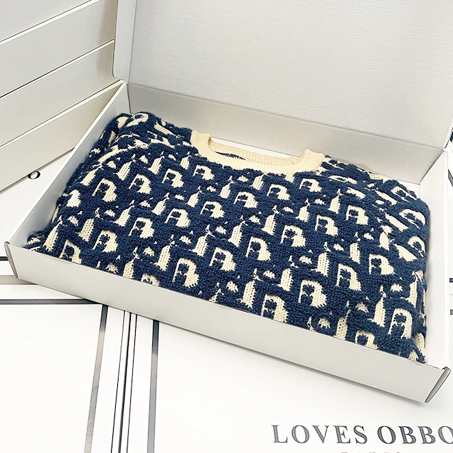 明星同款秋冬加厚针织衣提花男女同款高端轻奢时尚百搭字母【柒柒】