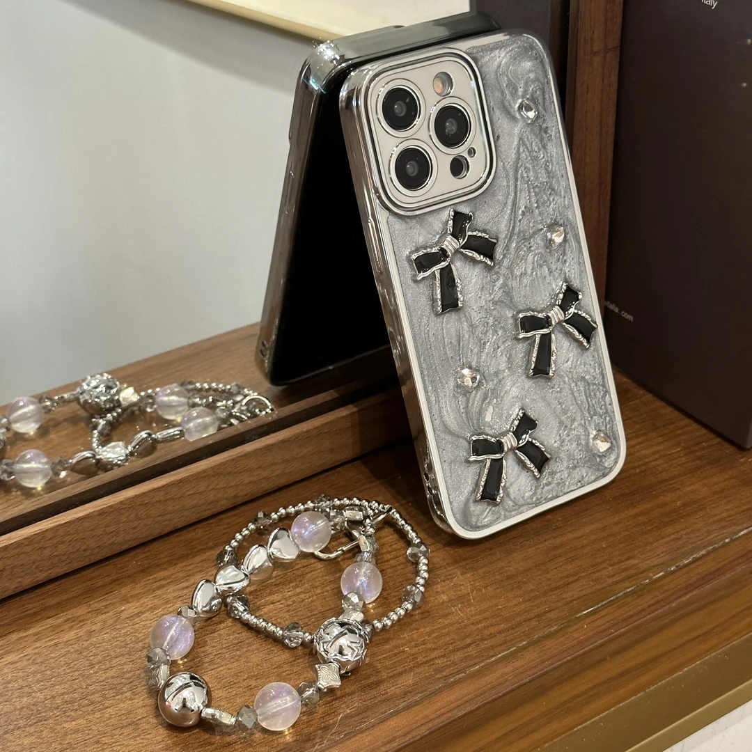 ins高级感立体闪钻蝴蝶结 荣耀/华为/iPhone15promax手机壳14/13