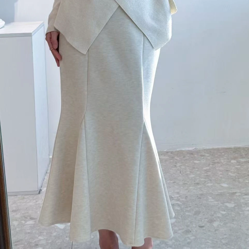 时尚气质半身裙秋冬毛呢显瘦包臀裙女士百搭鱼尾裙冬半身裙中长款