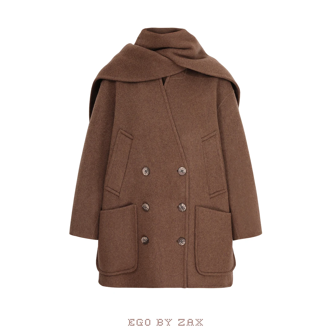 【左岸潇推荐】限定金标沙漠软黄金骆驼绒美丽诺羊毛双面呢廓形外套