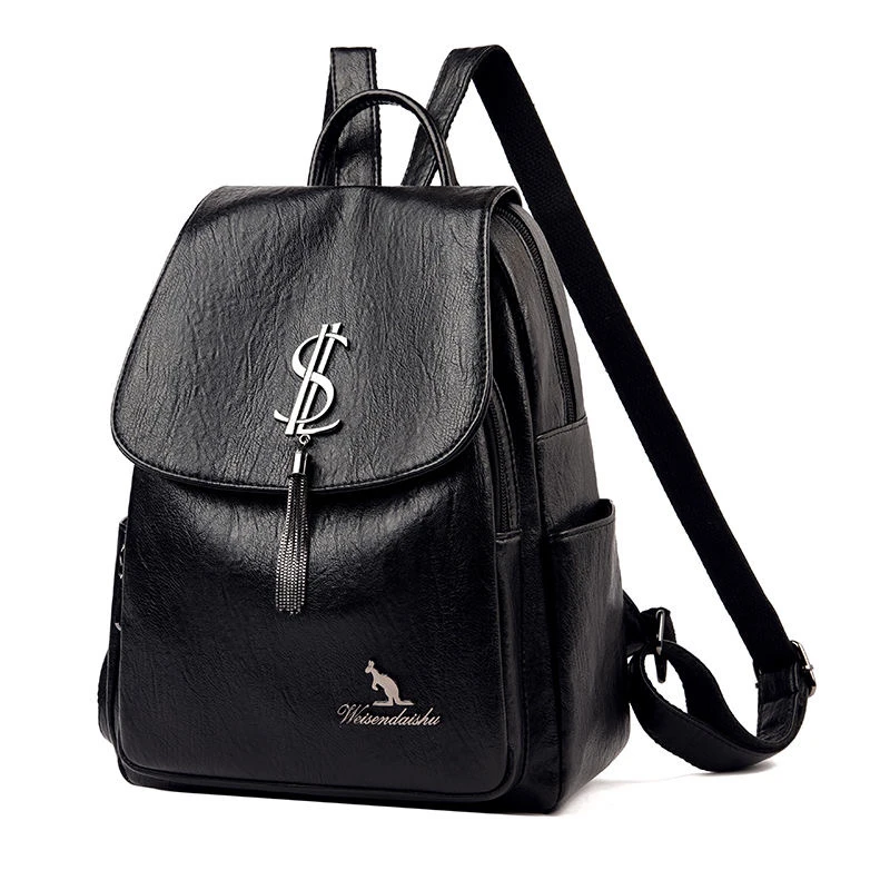 2024威森袋鼠高级质感女士双肩包时尚百搭休闲简约减负大容量背包