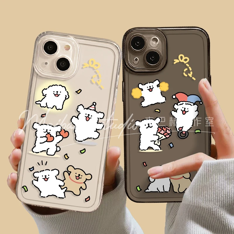 修狗爱情故事iPhone14Pro手机壳13苹果12/11情侣xr透黑xs线条小狗