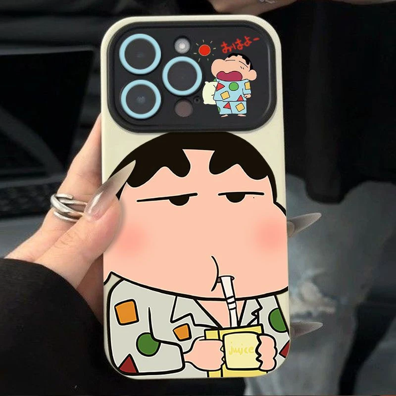 卡通睡衣小新苹果14promax手机壳iphone13高级感15全包12/11防摔8
