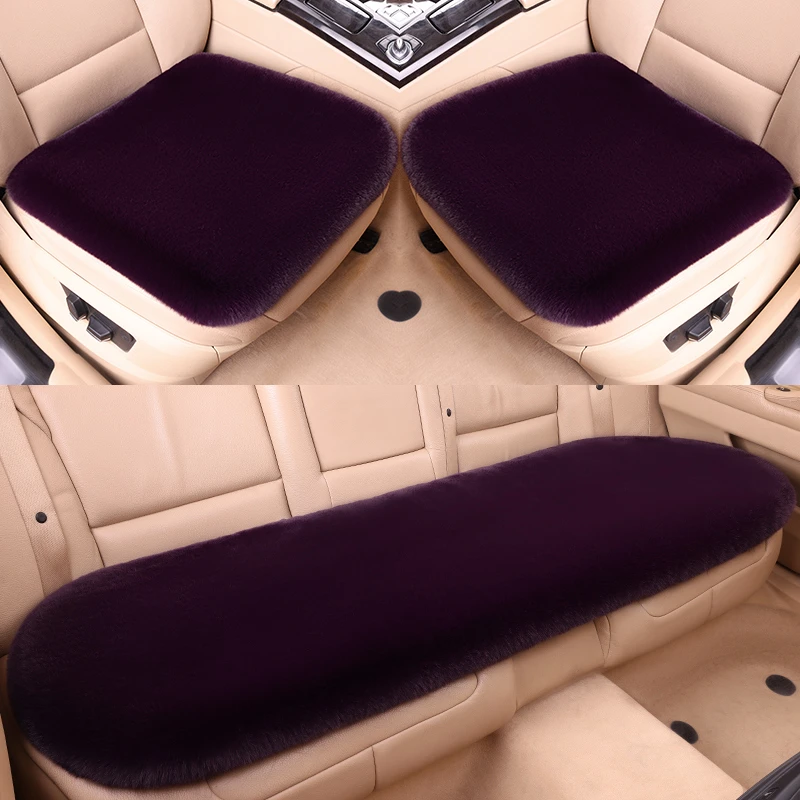 冬季汽车毛绒坐垫加厚保暖三件套