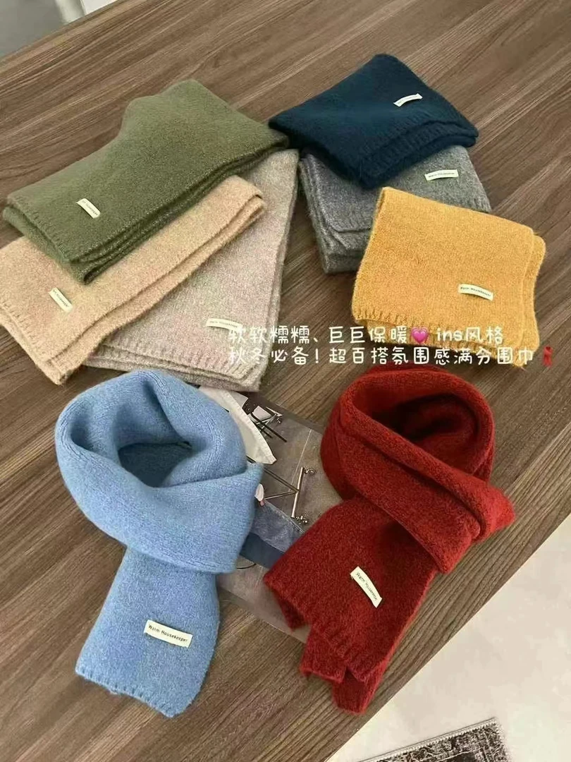 糖果色围巾秋冬保暖纯色百搭针织围脖