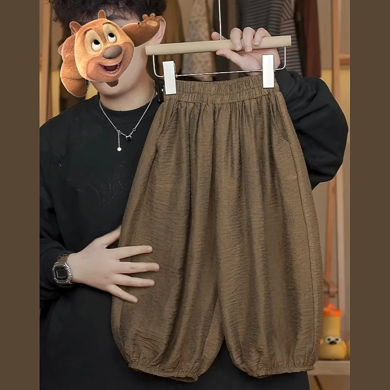 【小南瓜现货】男童复古潮流洋气防蚊裤夏宽松纯色裤子HBB5127